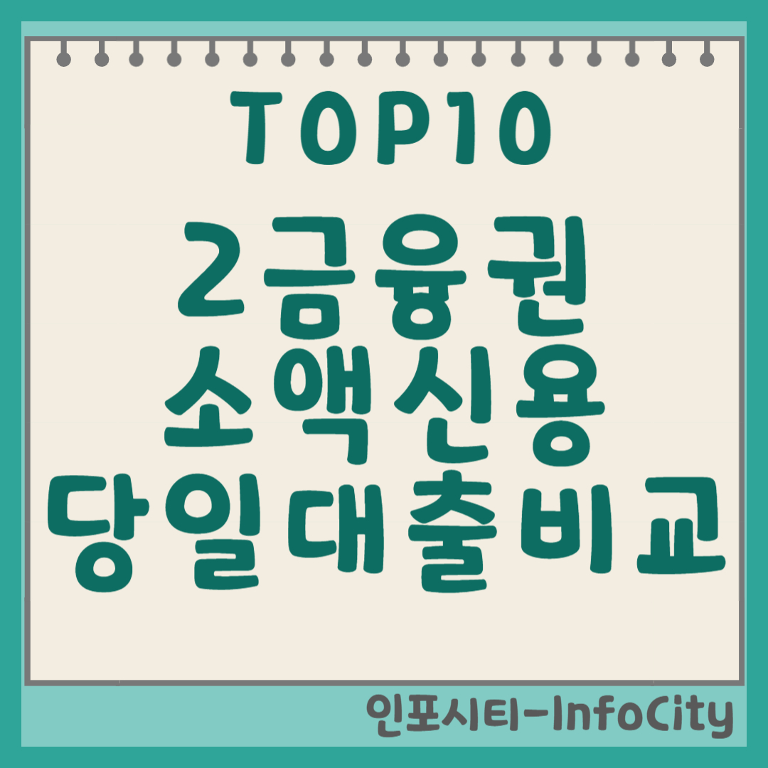 2금융권 소액 신용 당일 대출: 현명하게 빌리고 갚는 방법 (업체 TOP10 비교) 썸네일