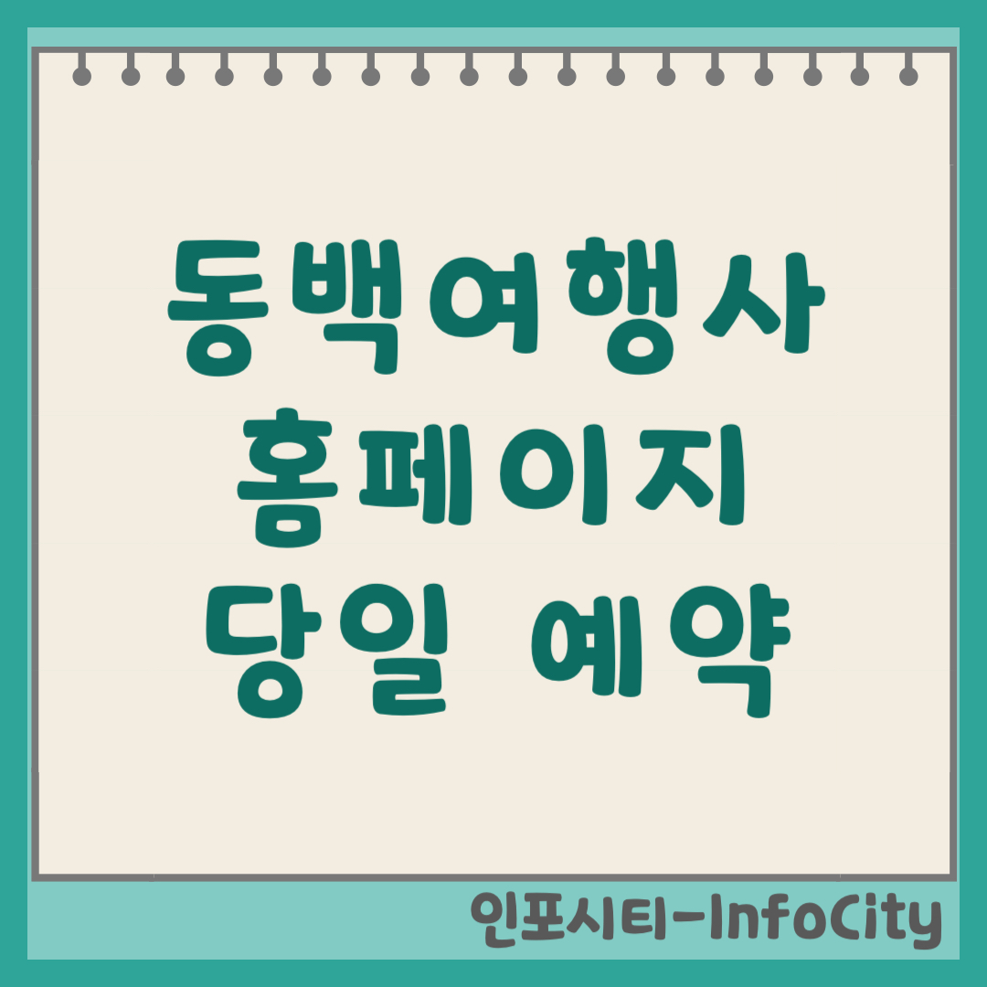 동백여행사 홈페이지 당일치기 예약 및 일정표 확인 (2026)